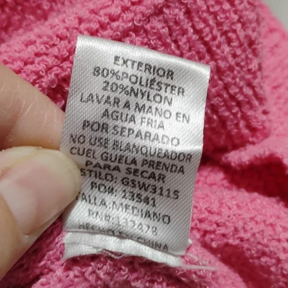 Glam Pink Fold Over Cowl Neck Sweater Sz.M Oversized Gently Worn (A-70) - Picture 6 of 9